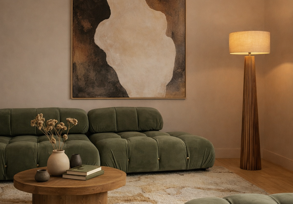 Interieur Opwarmers | De houten vloerlamp die warmte brengt in je interieur