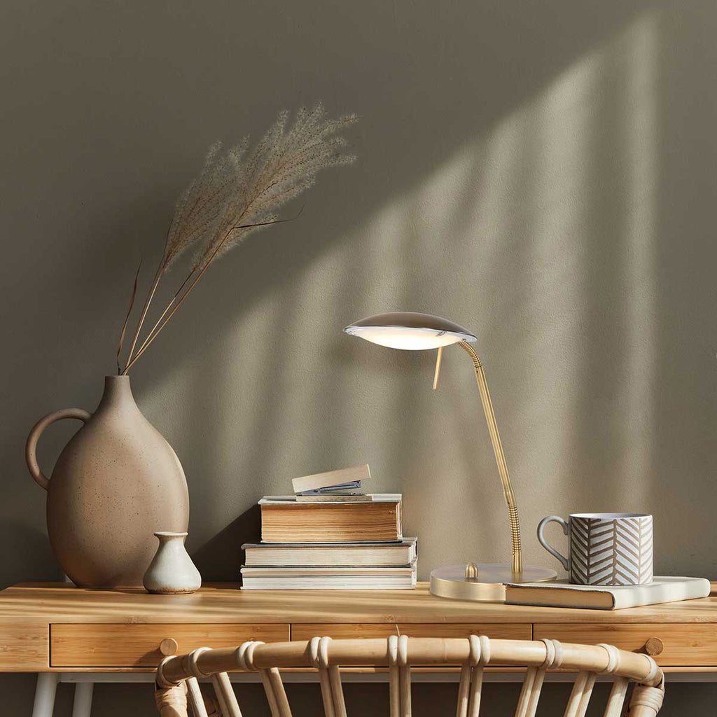 Bronskleurige tafellamp Biron 1315BR met draai dimmer