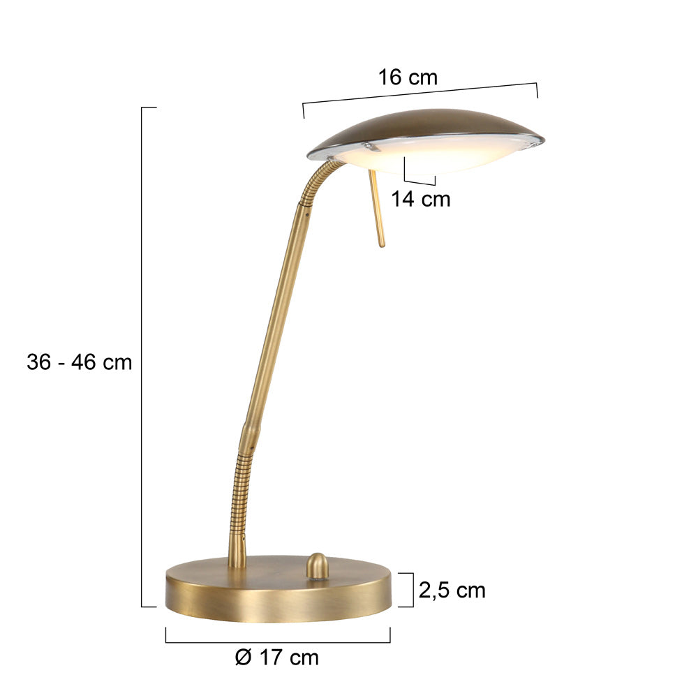 Bronskleurige tafellamp Biron 1315BR met draai dimmer