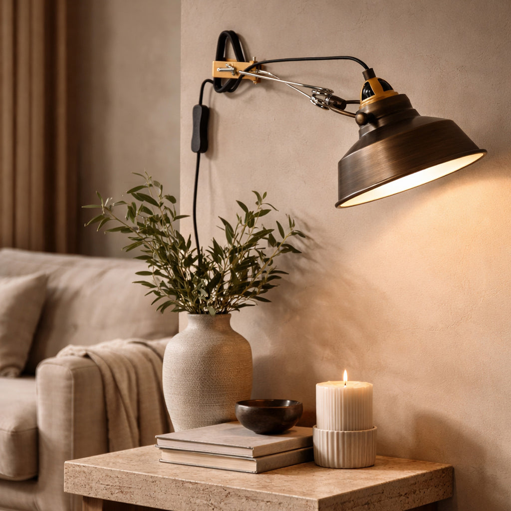 Klem-wandlamp Nove 1320BR bronskleurige kap 18cm