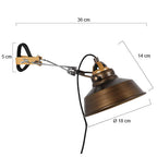 Klem-wandlamp Nove 1320BR bronskleurige kap 18cm