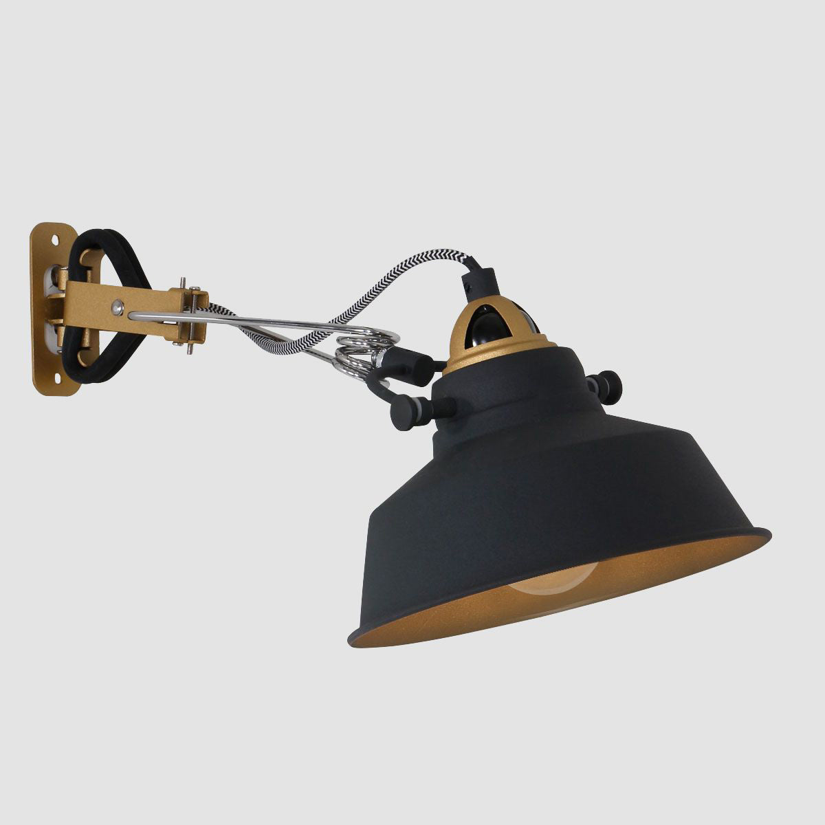 Zwarte klemlamp / wandlamp Nove 1320ZW met E27 fitting en schakelaar