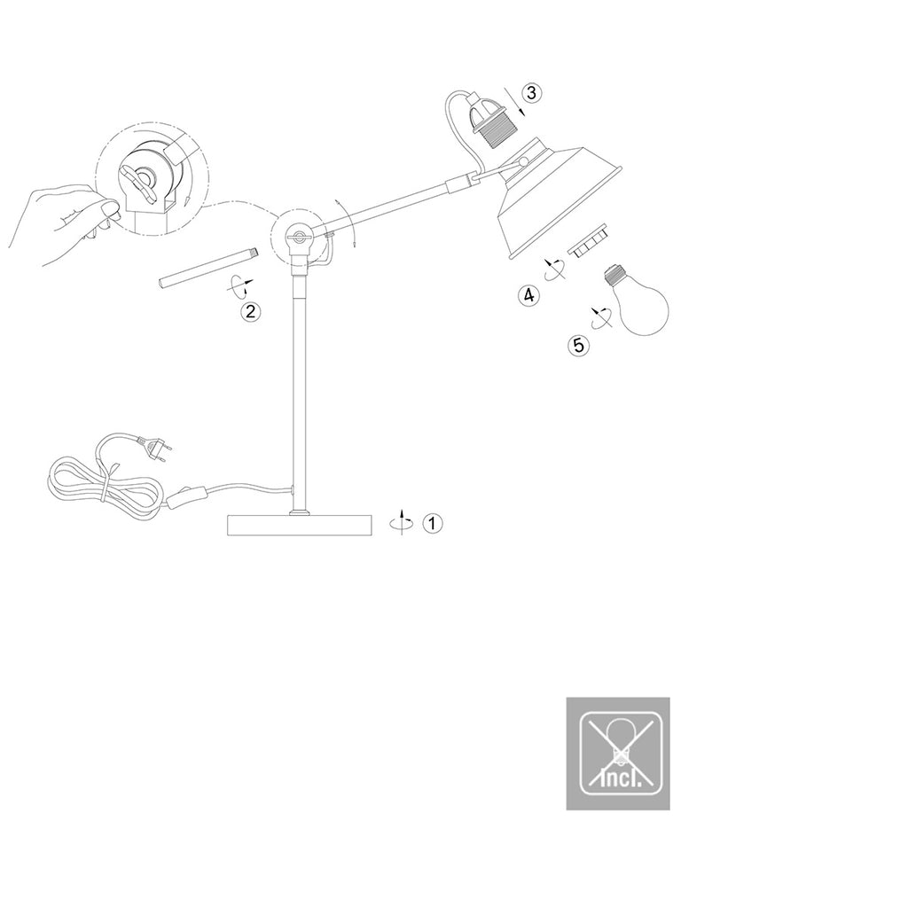 Bronzen stoere tafellamp Nove 1321BR met E27 fitting