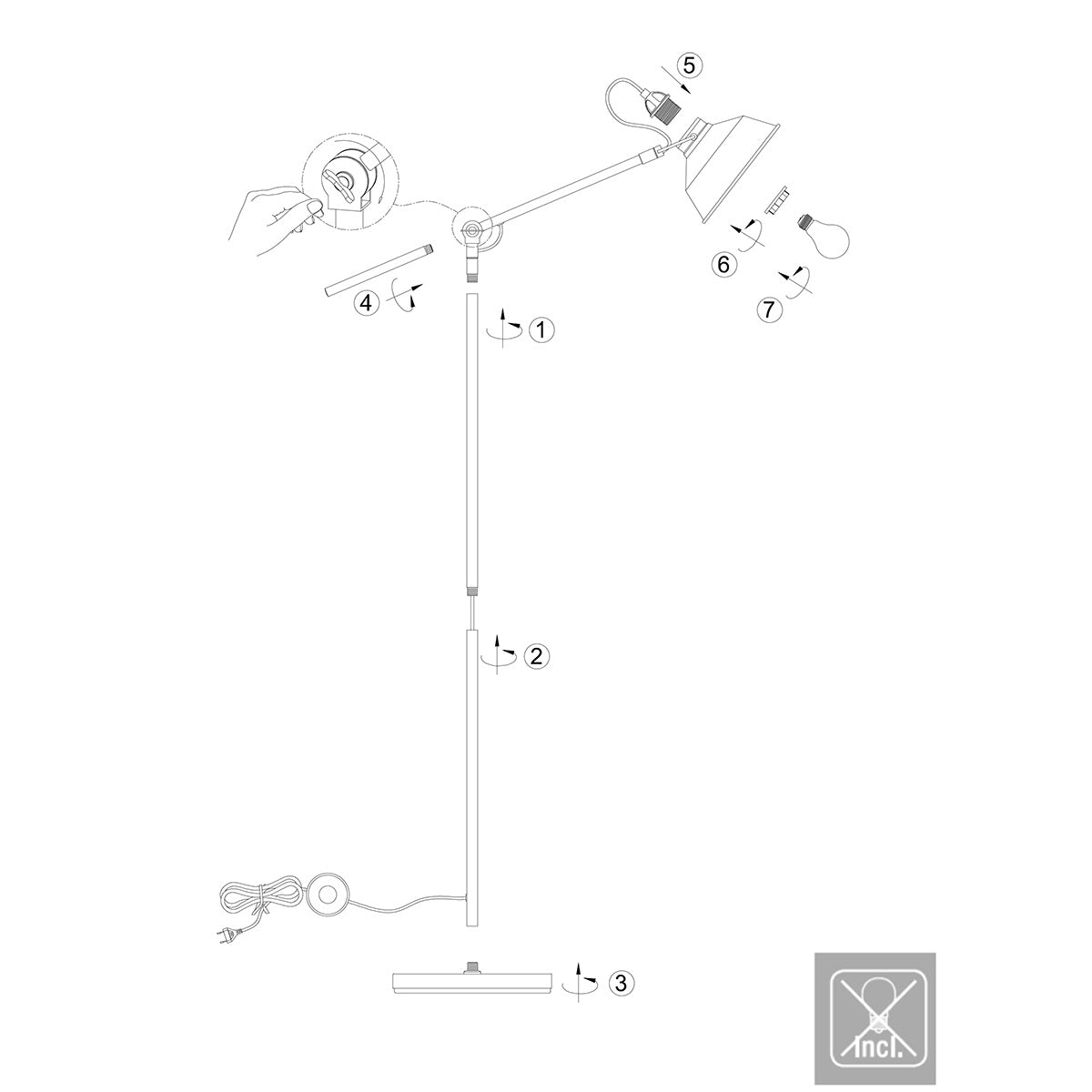 Bronzen vloerlamp Nove 1322BR met goudkleurige details E27