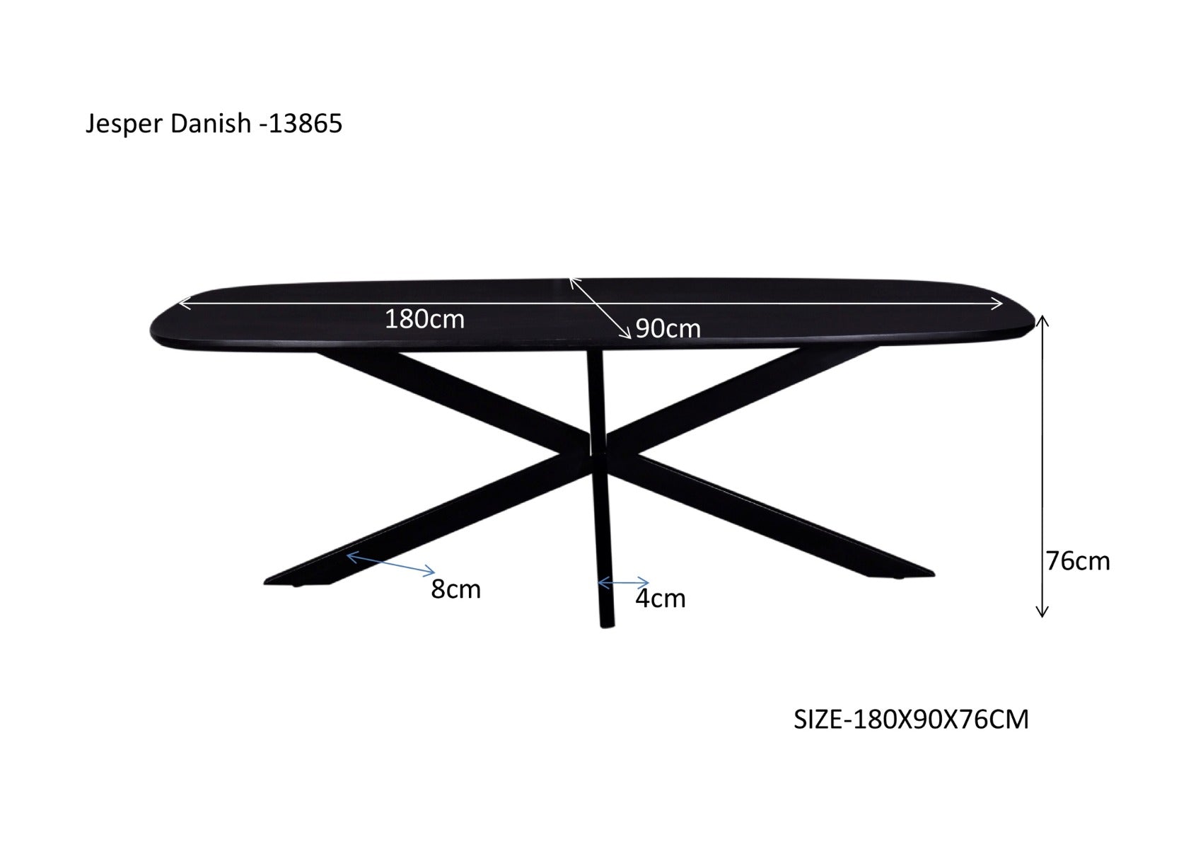 Jesper Danish Oval Black 180cm