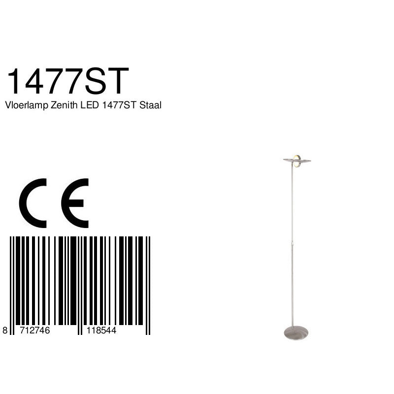 Vloerlamp Zenith 1477ST Staal