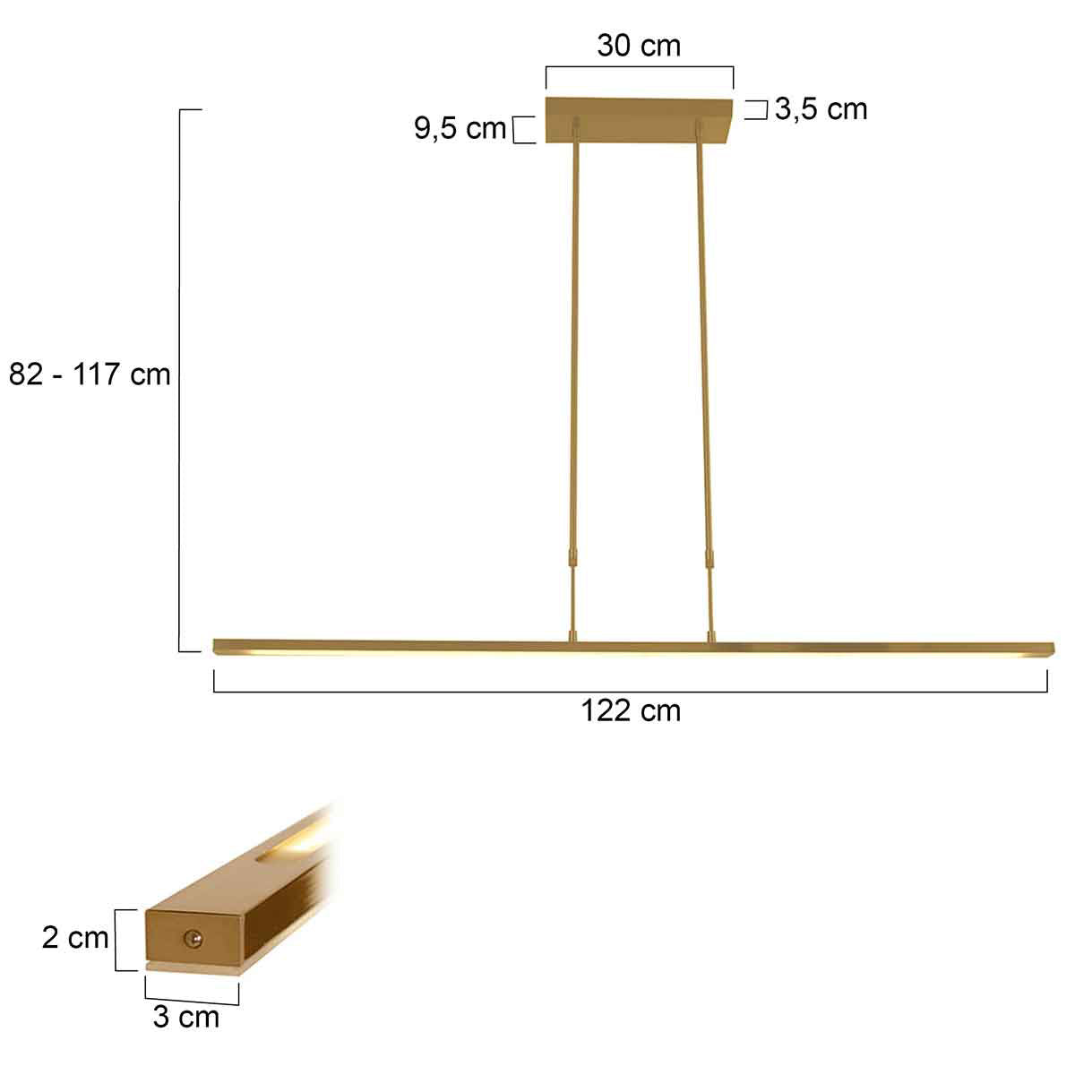 Hanglamp Zelena 1482GO gouden LED lamp met instelbaar licht