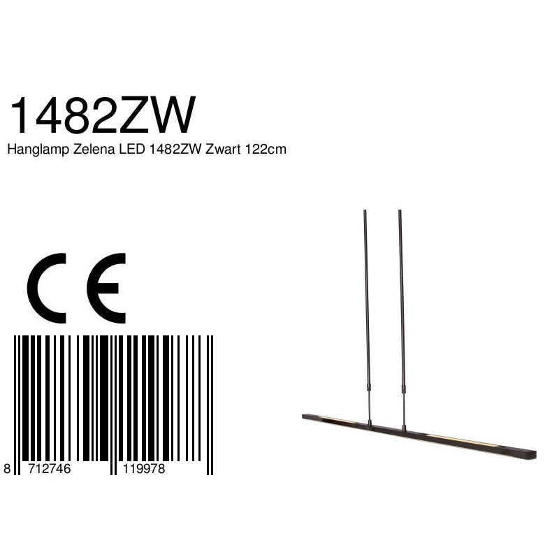 Hanglamp Zelena 1482ZW zwarte LED lamp met instelbaar licht