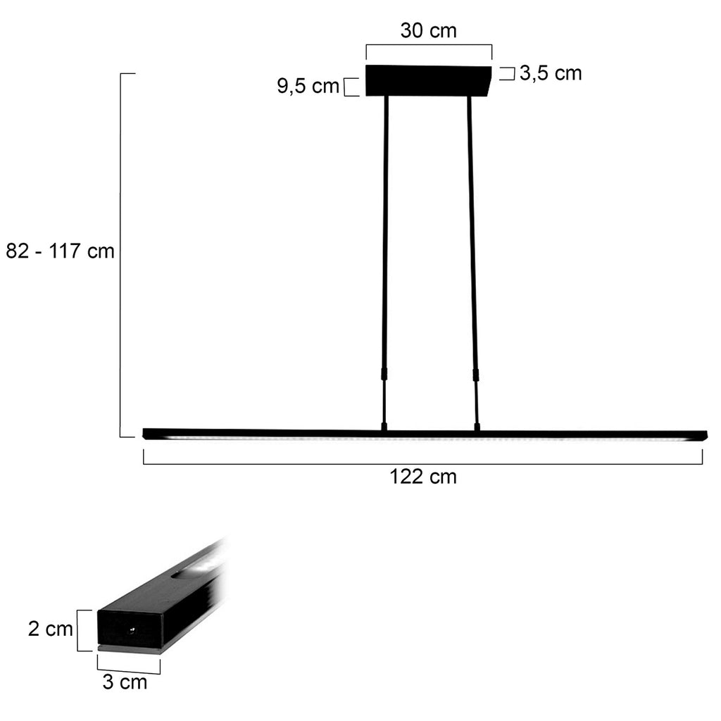 Hanglamp Zelena 1482ZW zwarte LED lamp met instelbaar licht