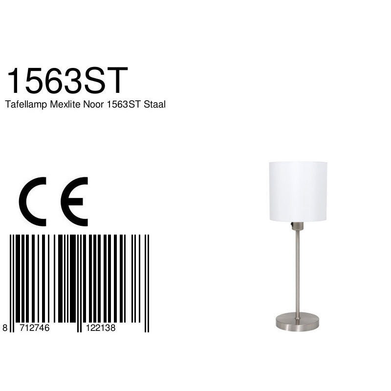 Tafellamp Noor 1563ST Staal met E27 fitting