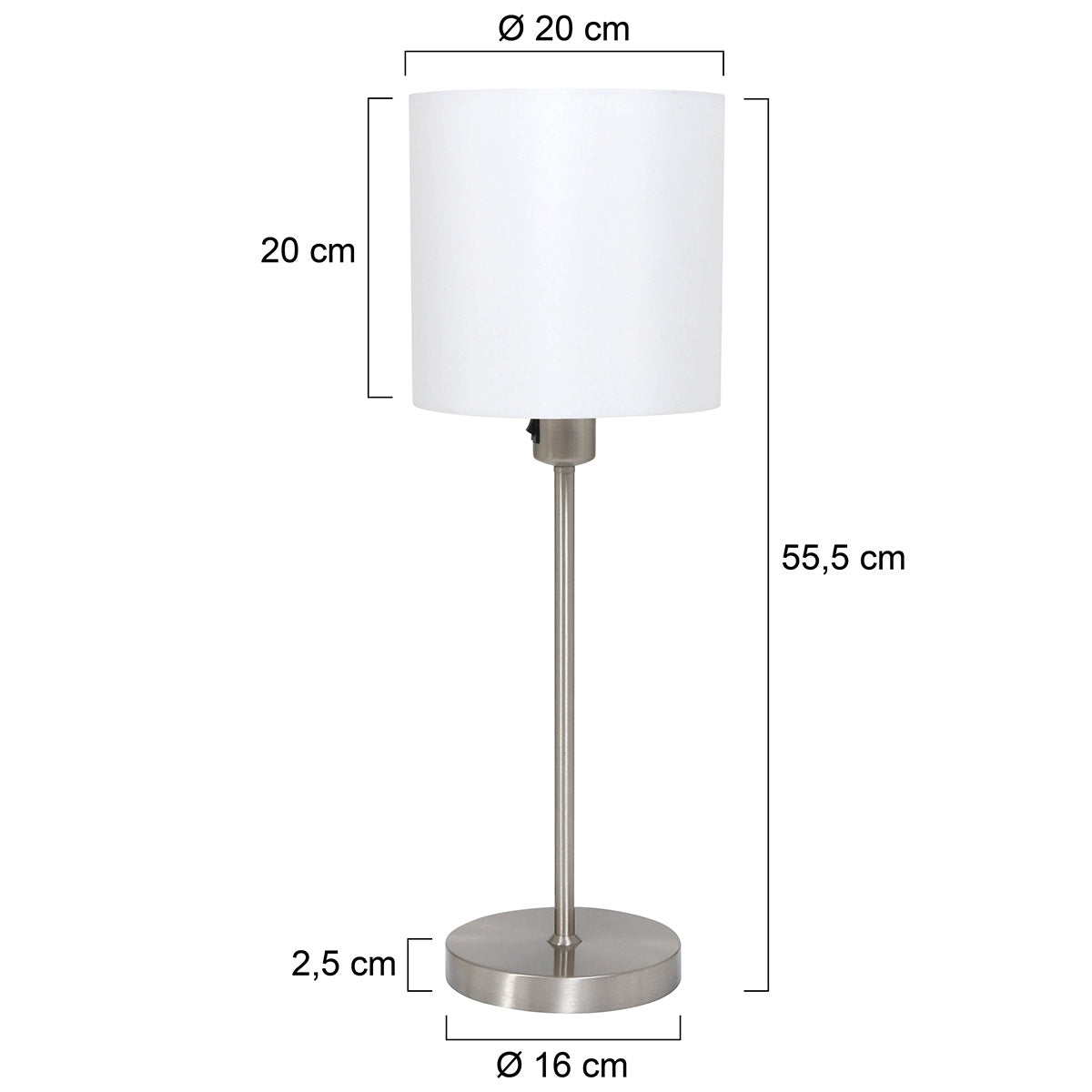 Tafellamp Noor 1563ST Staal met E27 fitting