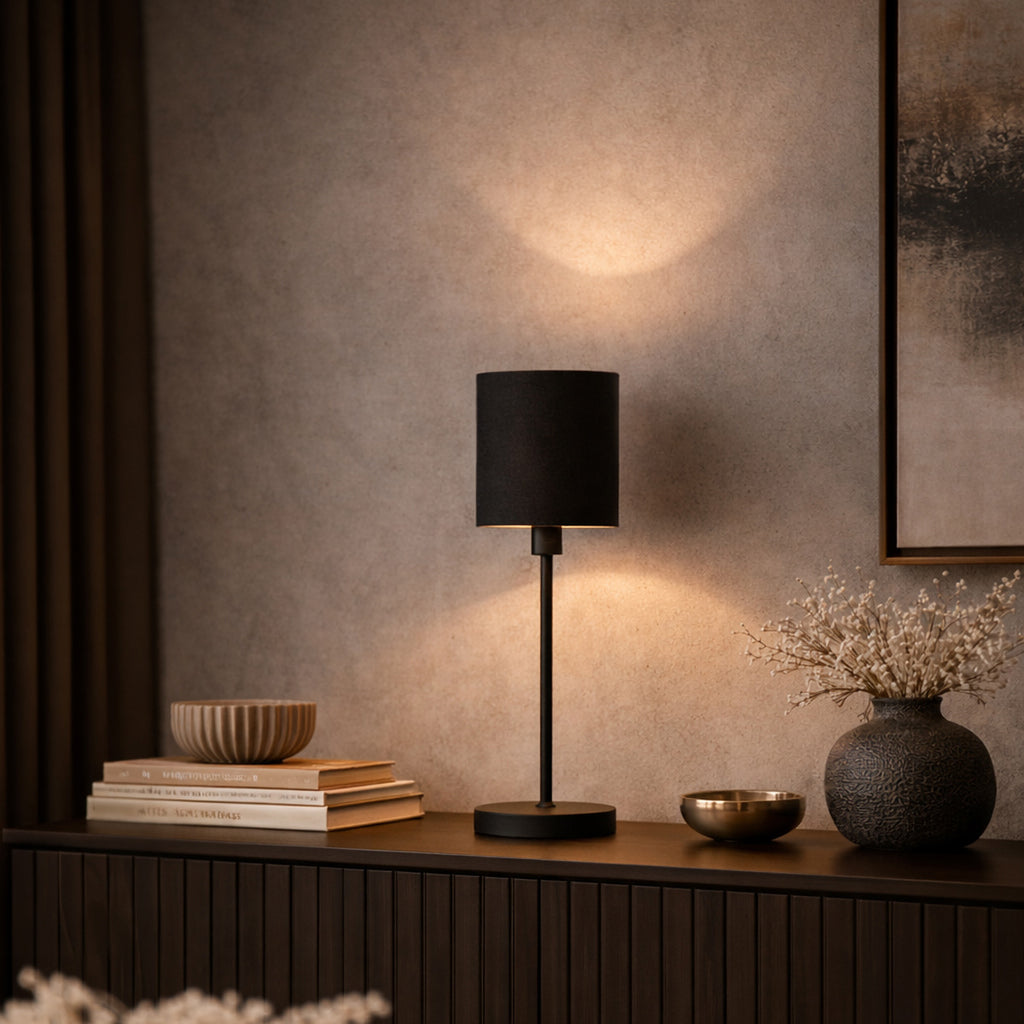 Tafellamp Noor 1563ZW Zwart met goud en een E27 fitting