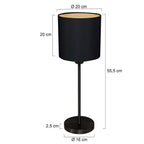 Tafellamp Noor 1563ZW Zwart met goud en een E27 fitting