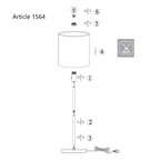 Vloerlamp Noor 1564ST Staal inclusief wit linnen kap