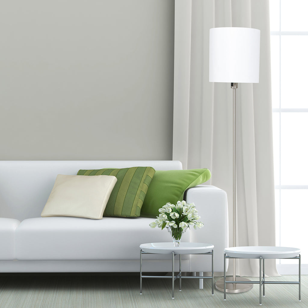 Vloerlamp Noor 1564ST Staal inclusief wit linnen kap