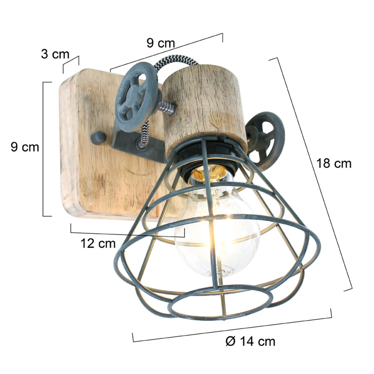 Wandlamp  Geurnesey 1578GR Grijs