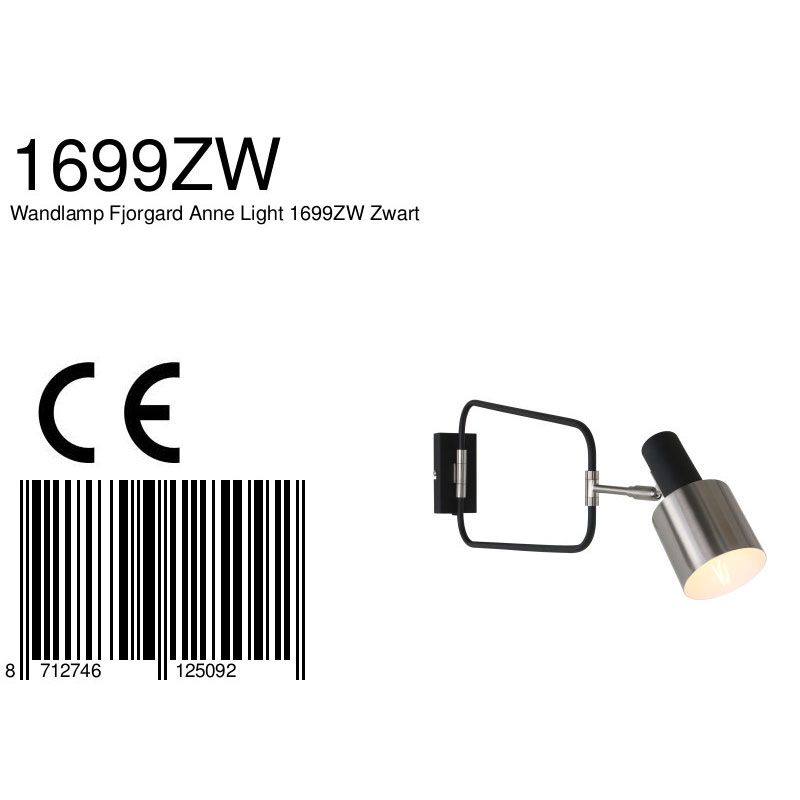 Wandlamp Fjorgard 1699ZW Zwart