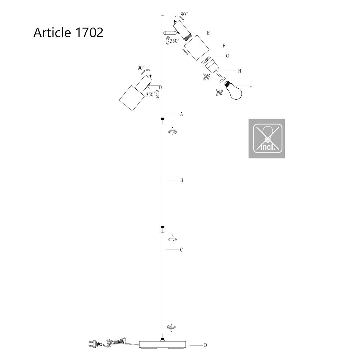 Vloerlamp Fjorgard 1702ZW Zwart