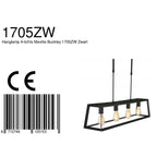 Zwarte hanglamp Buckley 1705ZW met 4 x een E27 fitting