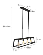 Zwarte hanglamp Buckley 1705ZW met 4 x een E27 fitting
