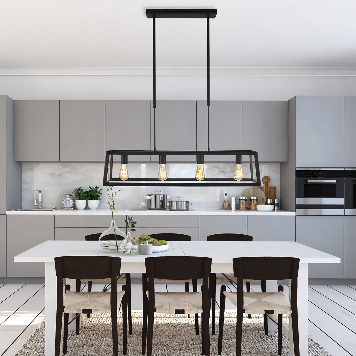 Zwarte hanglamp Buckley 1705ZW met 4 x een E27 fitting