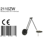 Wandlamp Zodiac 2110ZW Zwart Dimbaar draaibaar kantelbaar