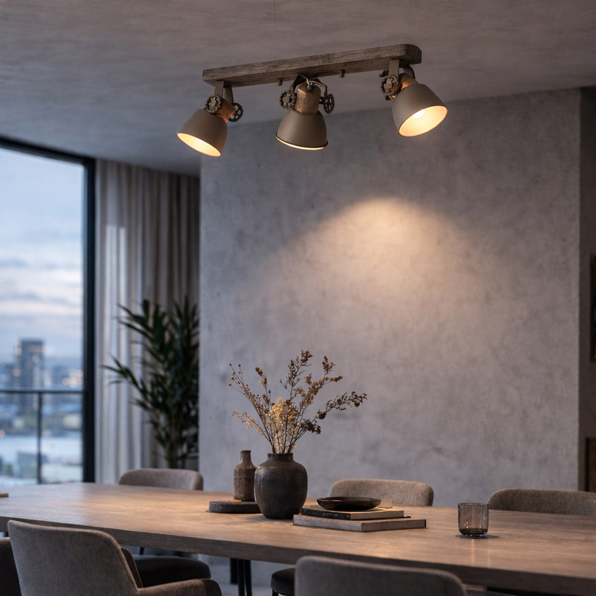 Gearwood 2133TA – Taupe plafondlamp met houtdetails