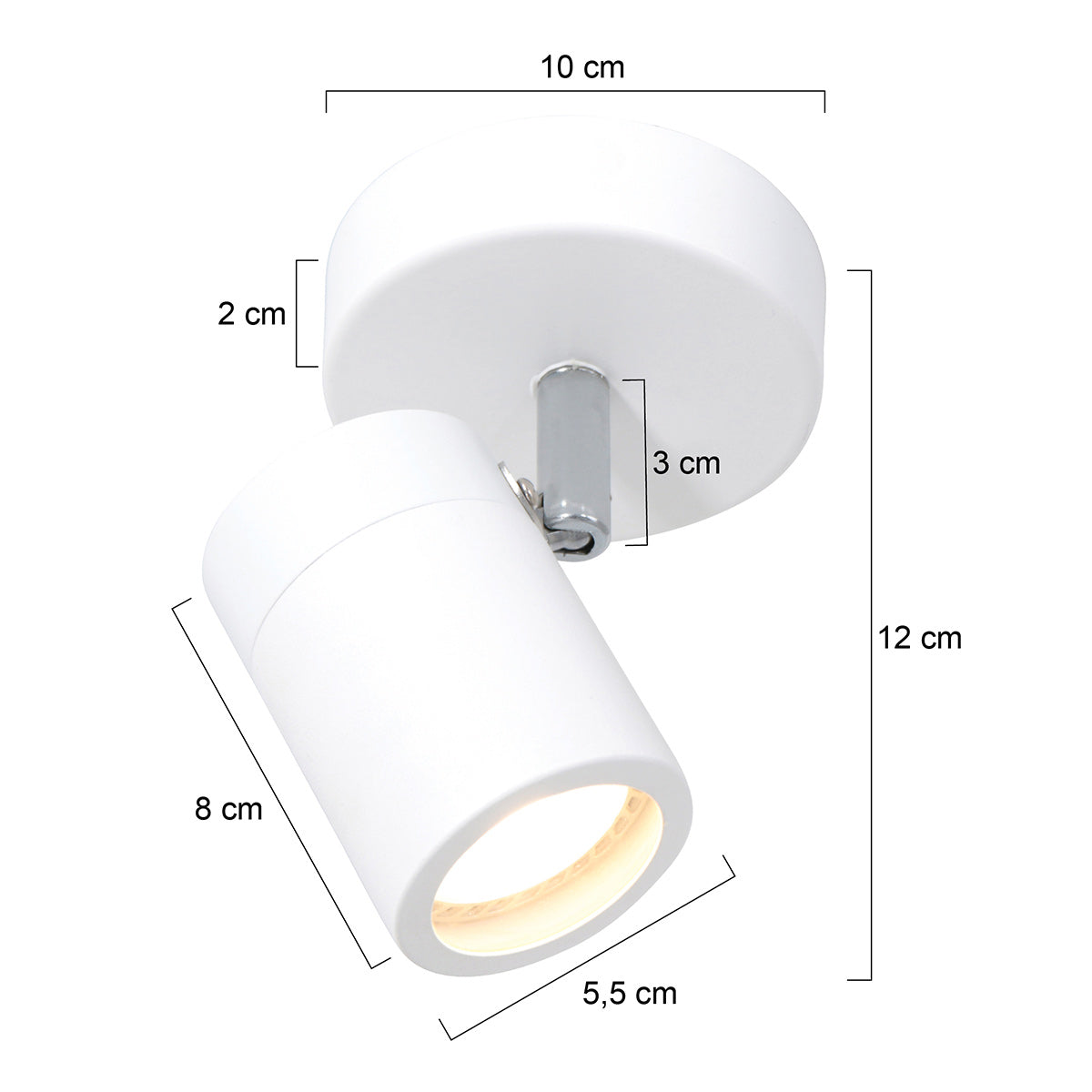 Witte 1-lichts spot Upround 2486W inclusief lichtbron