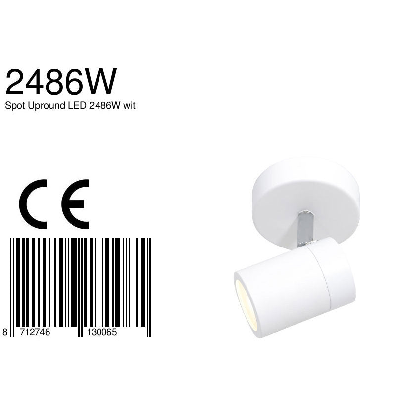 Witte 1-lichts spot Upround 2486W inclusief lichtbron