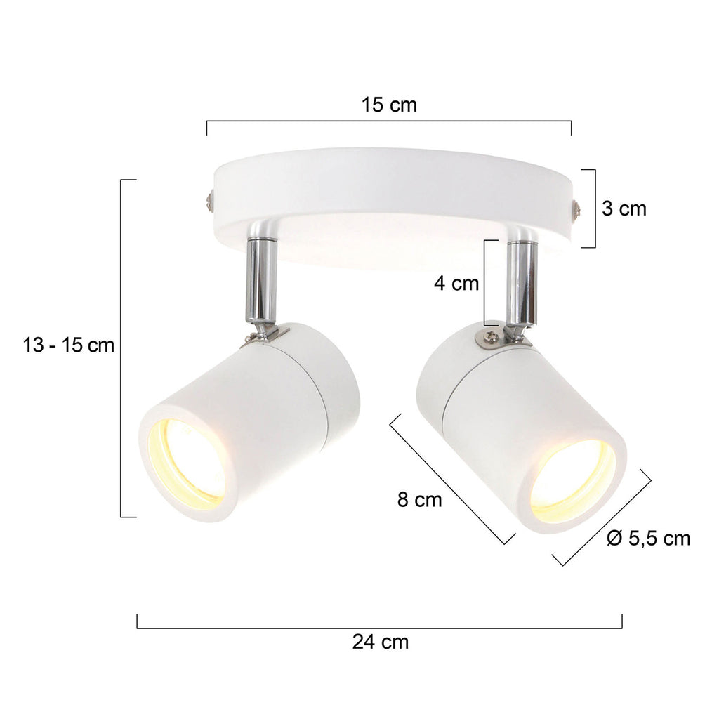 Witte 2-lichts spot Upround 2487W inclusief lichtbronnen