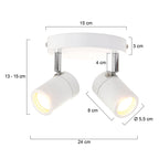 Witte 2-lichts spot Upround 2487W inclusief lichtbronnen