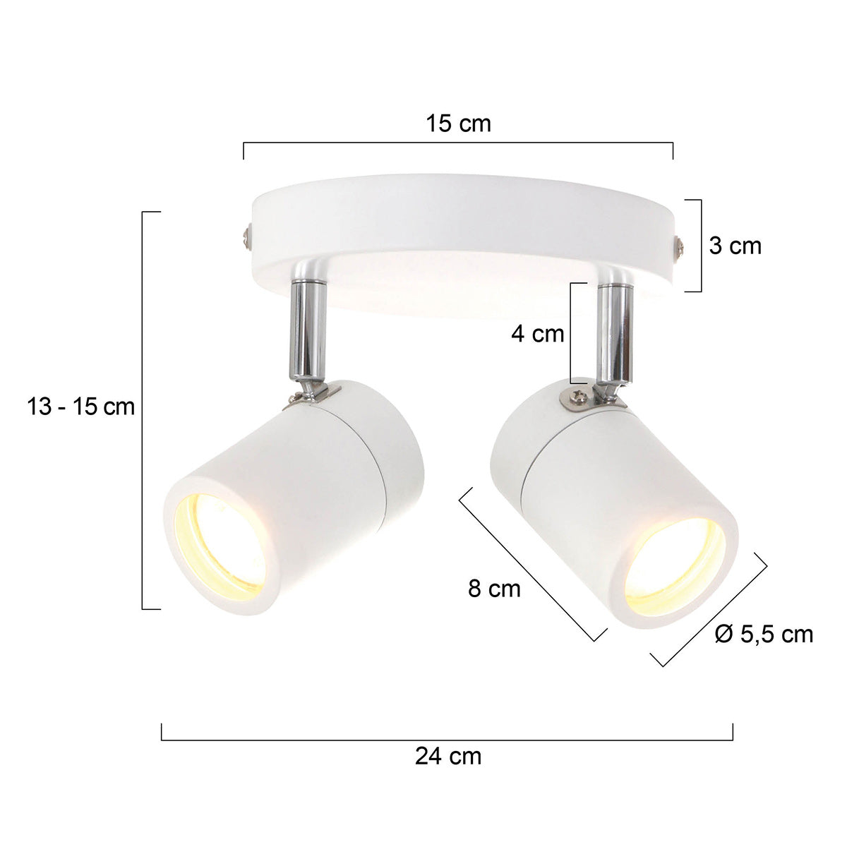 Witte 2-lichts spot Upround 2487W inclusief lichtbronnen