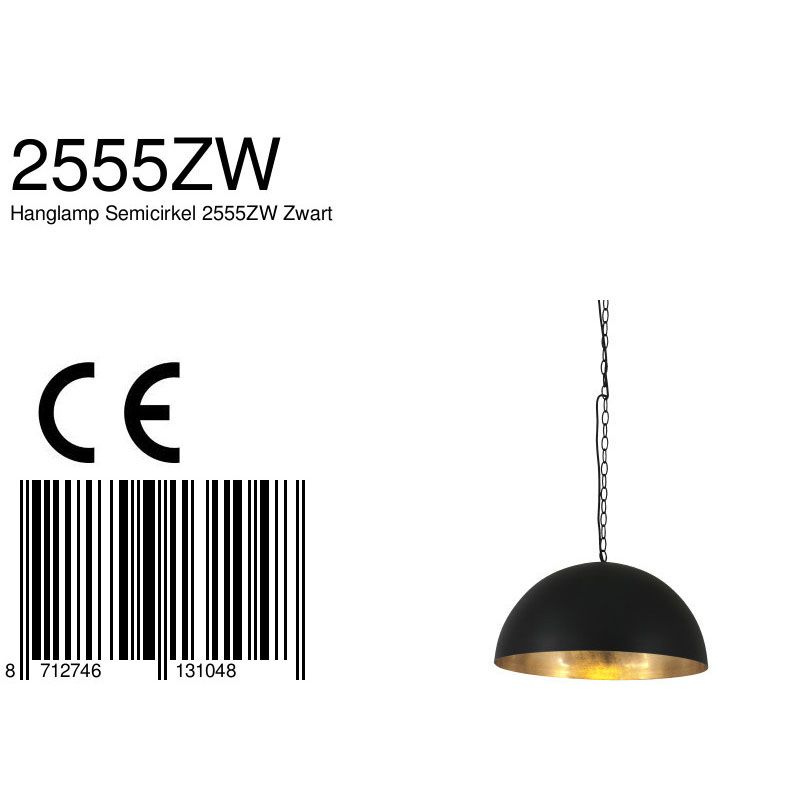 Hanglamp Semicirkel 2555ZW Zwart