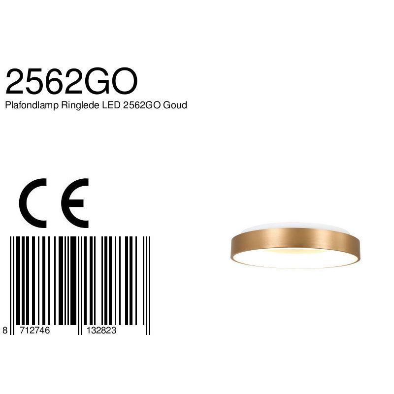 Plafondlamp Ringlede 2562GO Goud Ø38cm