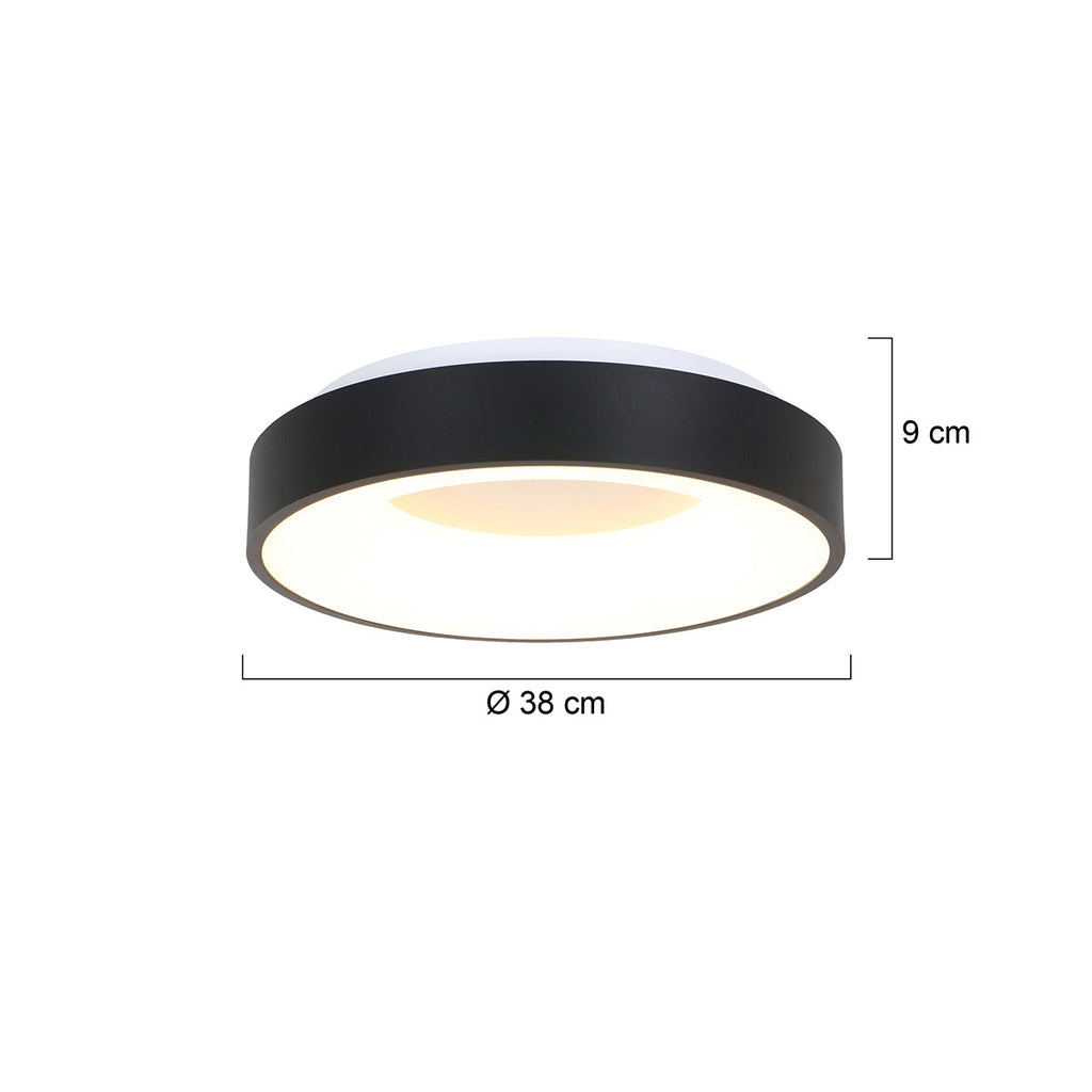 Plafondlamp Ringlede 2562ZW zwarte LED lamp Ø38 cm