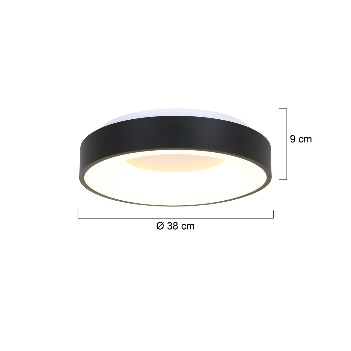 Plafondlamp Ringlede 2562ZW zwarte LED lamp Ø38 cm