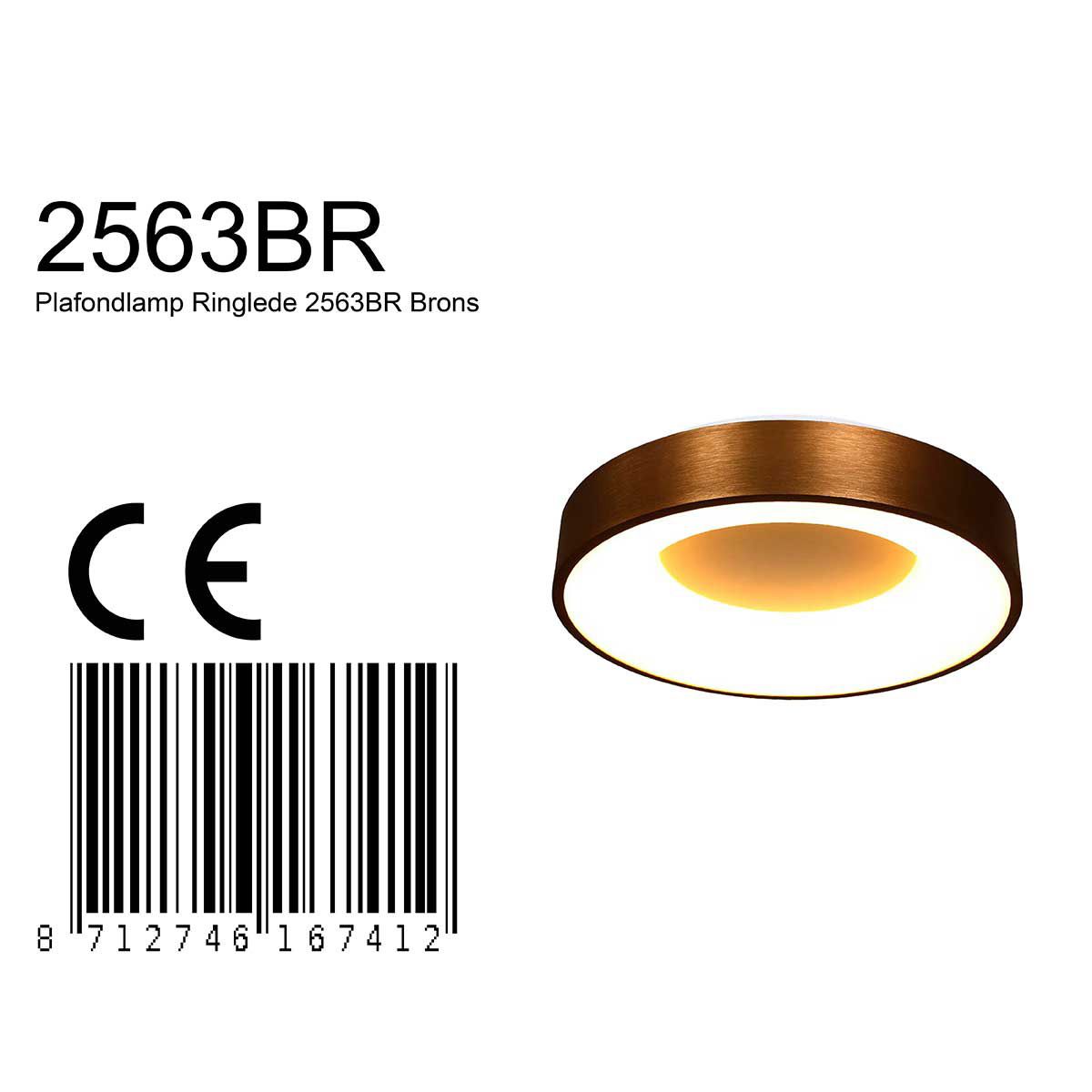 Plafondlamp Ringlede 2563BR Brons Ø48cm