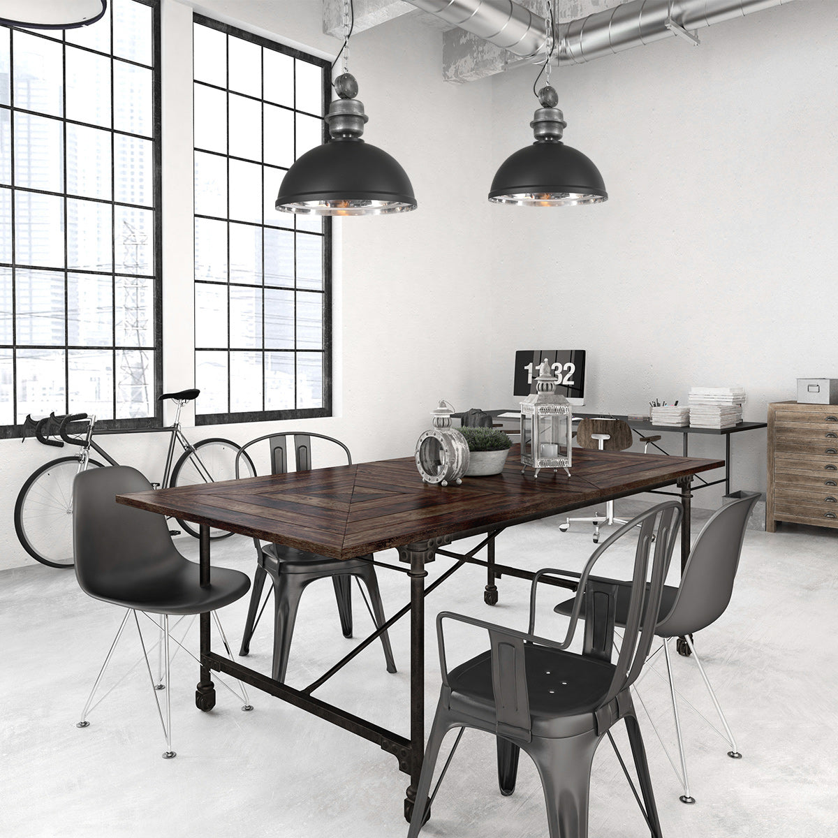 Zwart chromen hanglamp Gaeve 2661ZW Ø50cm E27 fitting