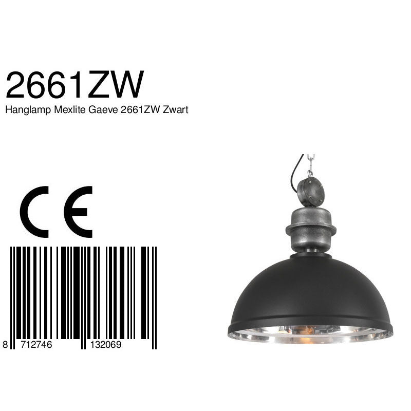 Zwart chromen hanglamp Gaeve 2661ZW Ø50cm E27 fitting