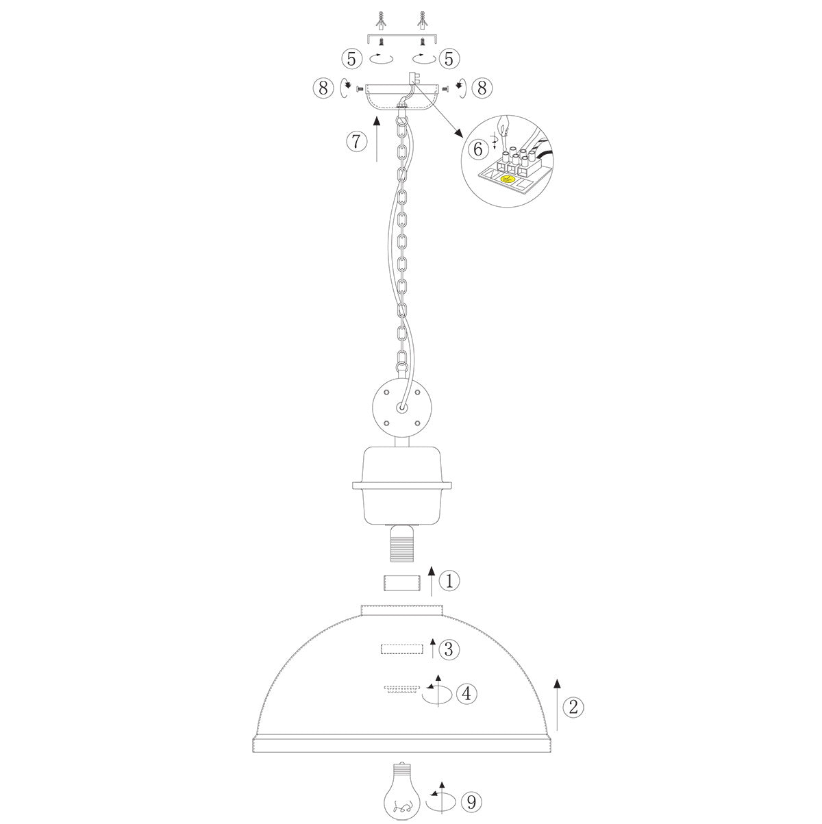 Zwart chromen hanglamp Gaeve 2661ZW Ø50cm E27 fitting
