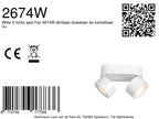 Witte 2 lichts spot Fez 2674W dimbaar draaibaar en kantelbaar