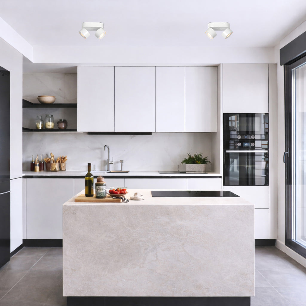 Witte 2 lichts spot Fez 2674W dimbaar draaibaar en kantelbaar