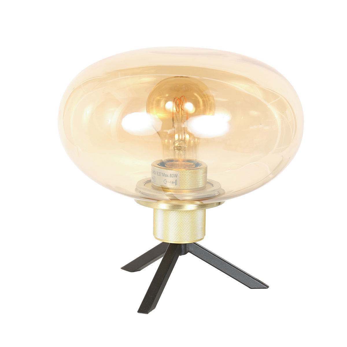Tafellamp Reflexion 2681ME messing lamp met amber glas