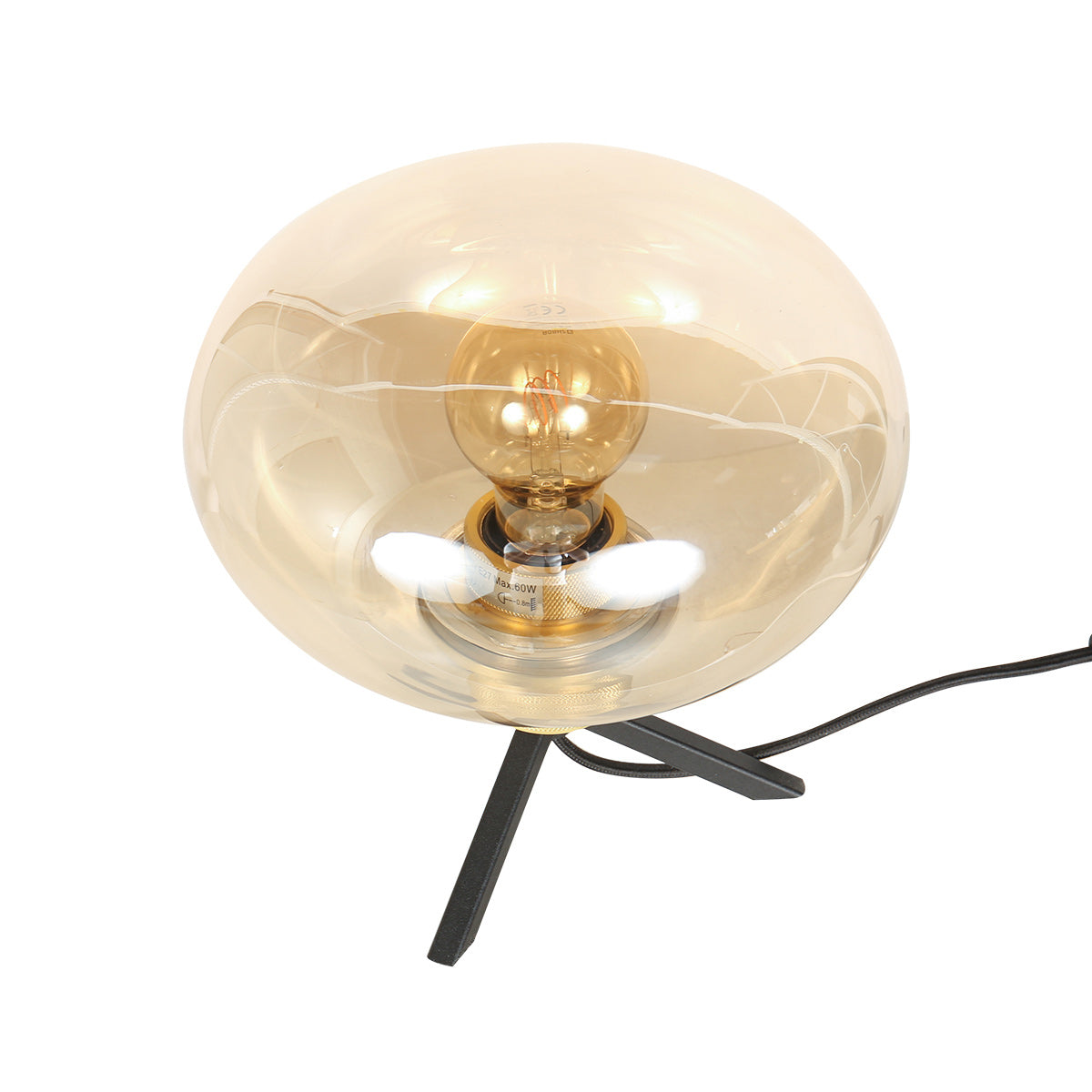 Tafellamp Reflexion 2681ME messing lamp met amber glas