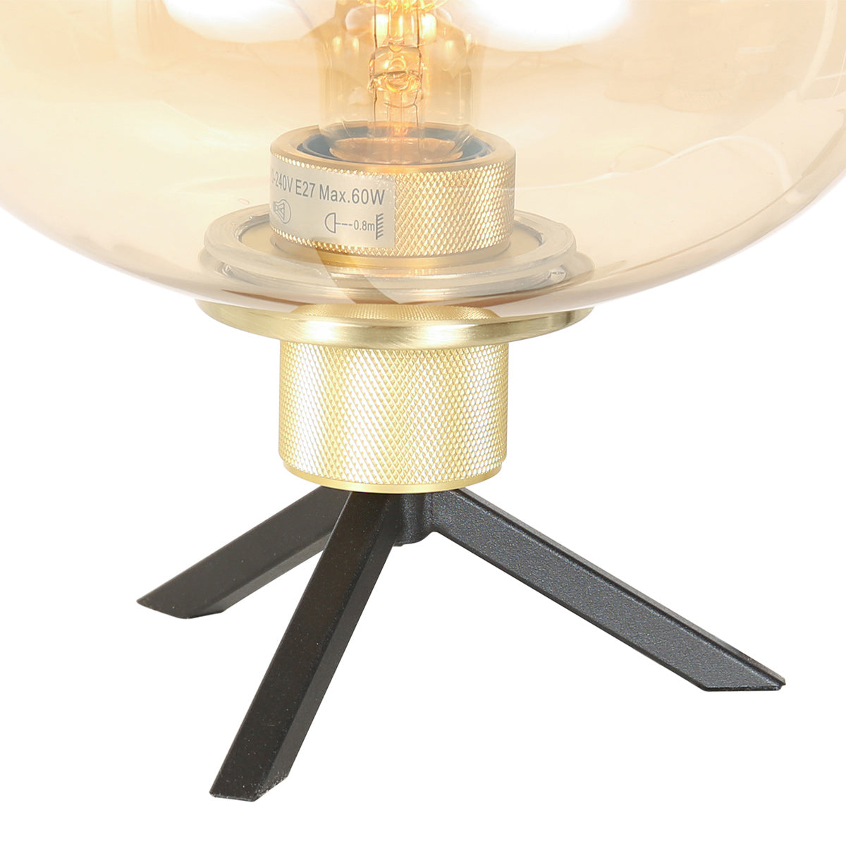 Tafellamp Reflexion 2681ME messing lamp met amber glas