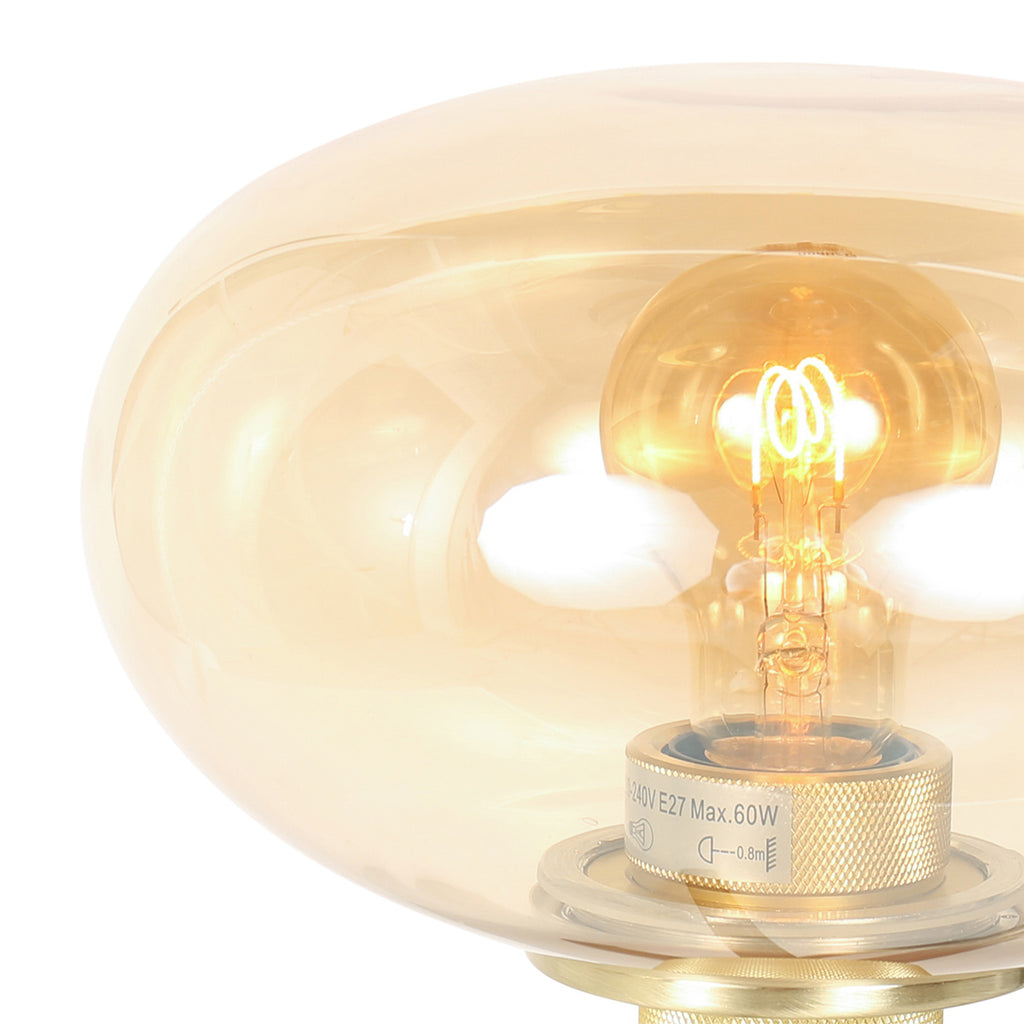 Tafellamp Reflexion 2681ME messing lamp met amber glas