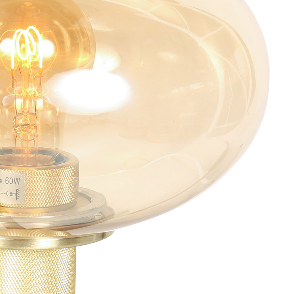 Tafellamp Reflexion 2681ME messing lamp met amber glas
