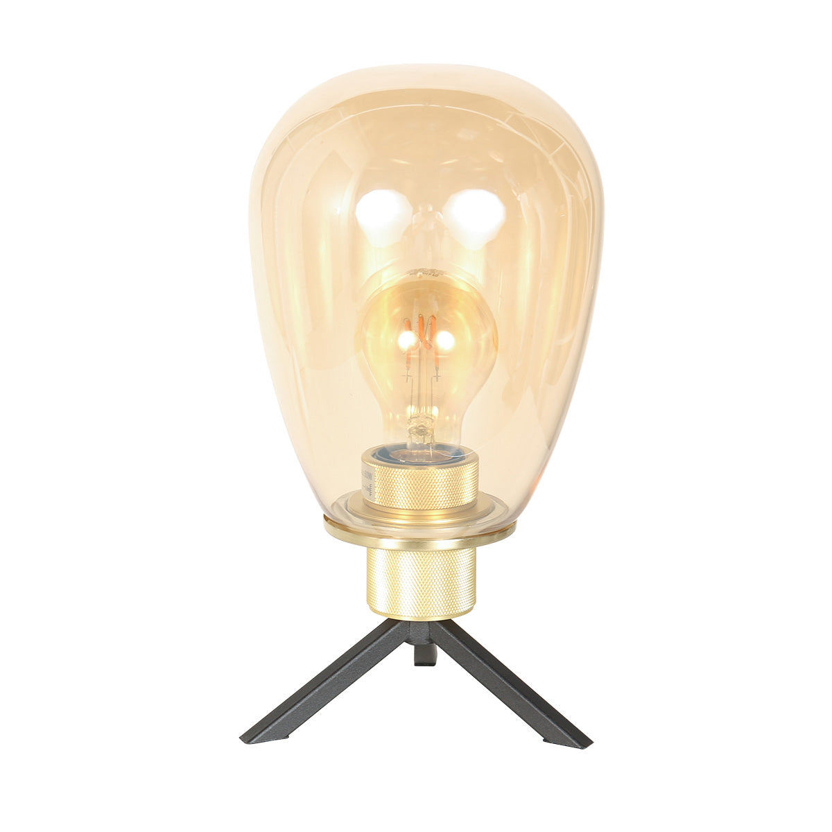 Tafellamp Reflexion 2682ME messing lamp met amber glas