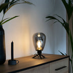 Tafellamp Reflexion 2682ZW zwarte lamp met smoke glas