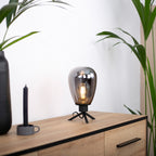 Tafellamp Reflexion 2682ZW zwarte lamp met smoke glas